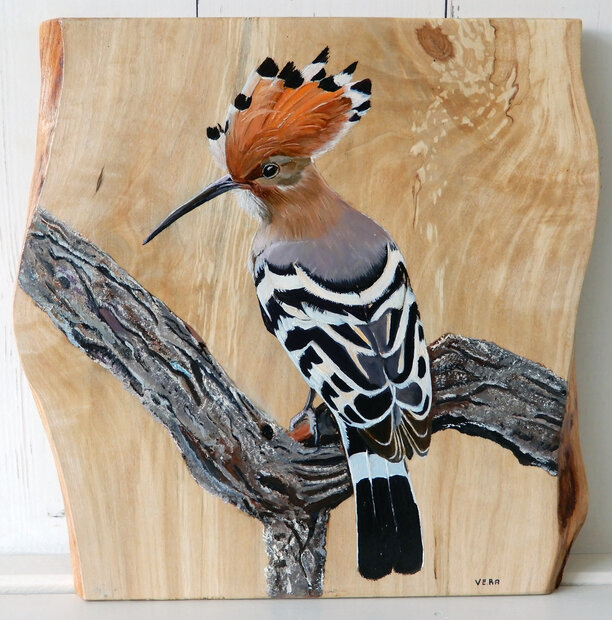 Schilderij hop op hout 30 x 30 cm.