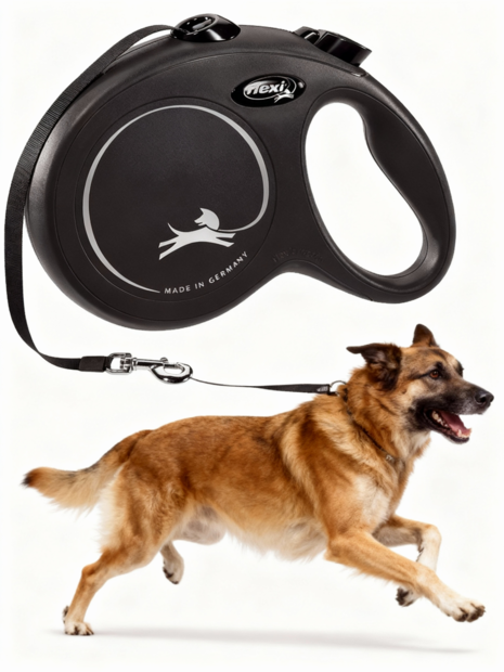 flexi rollijn CLASSIC tape L zwart, 5 meter.