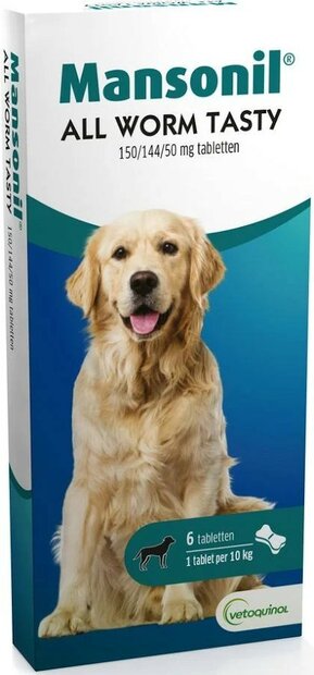Bayer Mansonil All Worm tasty 150 / 144 /50mg Hond ontwormingstabletten 6 stuks