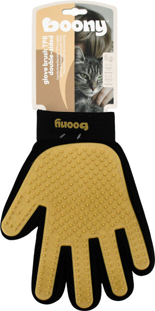 Boony Handschoenborstel Kat TPR 2-Zijdig &ndash; Massage &amp; Vachtverzorging