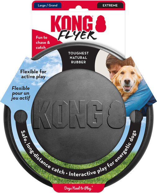 KONG Extreme Flyer Zwart &Oslash; 22,5 cm | Sterke rubber frisbee voor honden